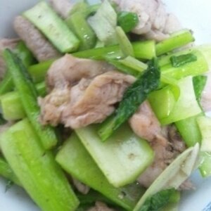 酒の肴:小松菜と鶏肉の炒めもの